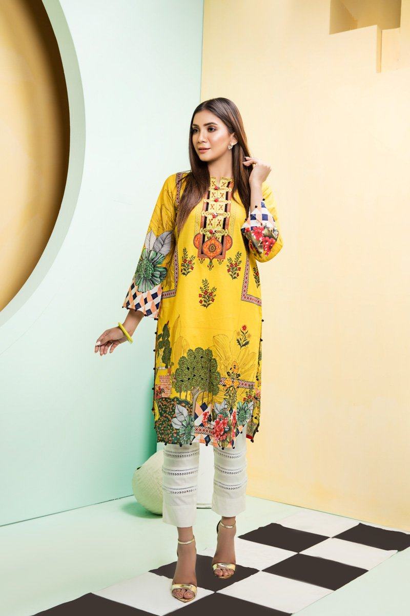 YELLOW MUSTARD UN-STITCHED SHIRT