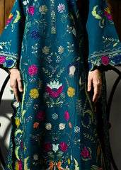 Grace W974-Embroidered 3pc Marina Dress With Printed Shawl.