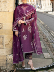 Grace S1249-Embroidered 3pc Lawn Dress With Embroidered Organza Dupatta.