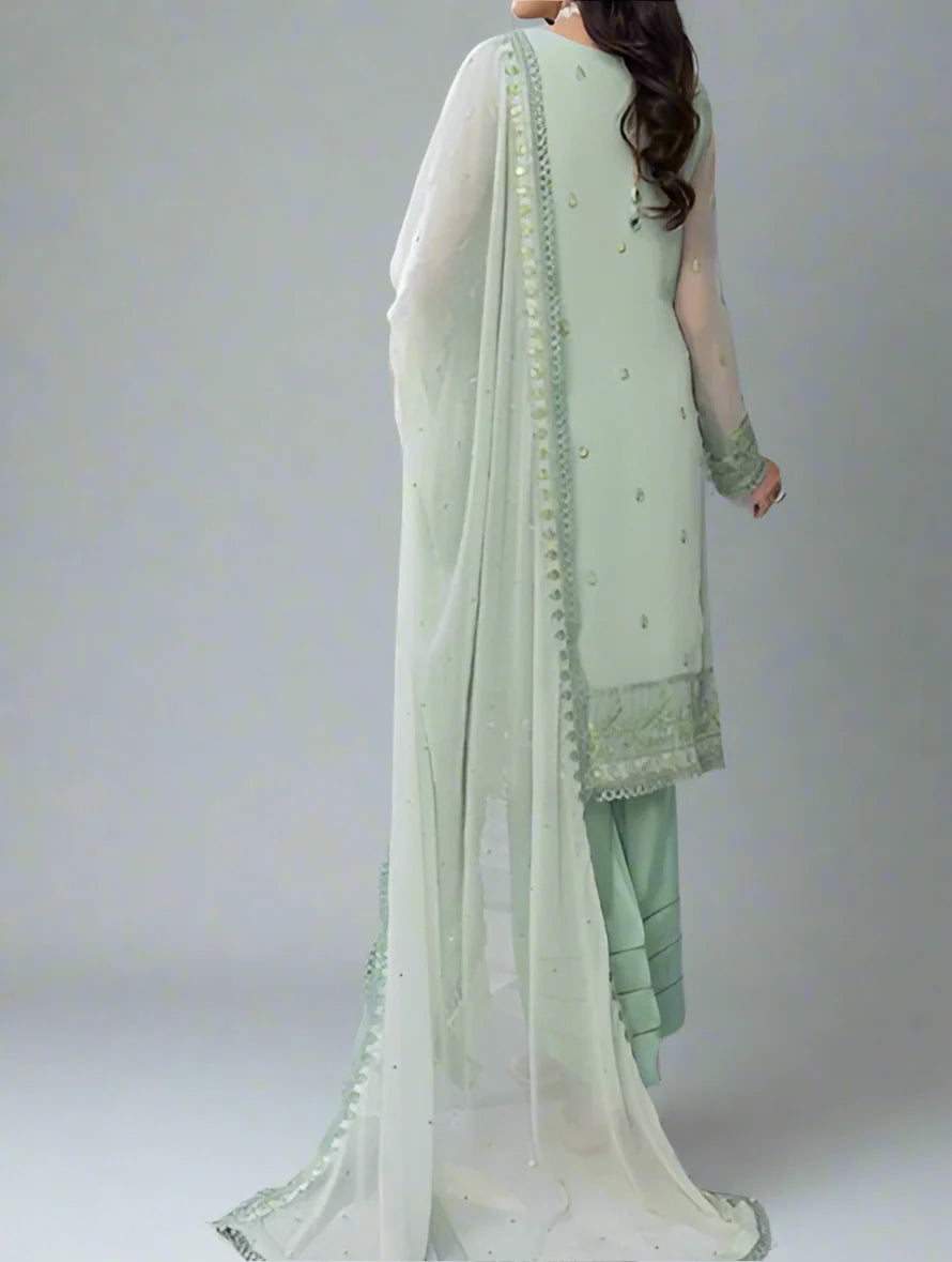Oceania-Embroidered Chiffon Unstitched 3Pc Suit.