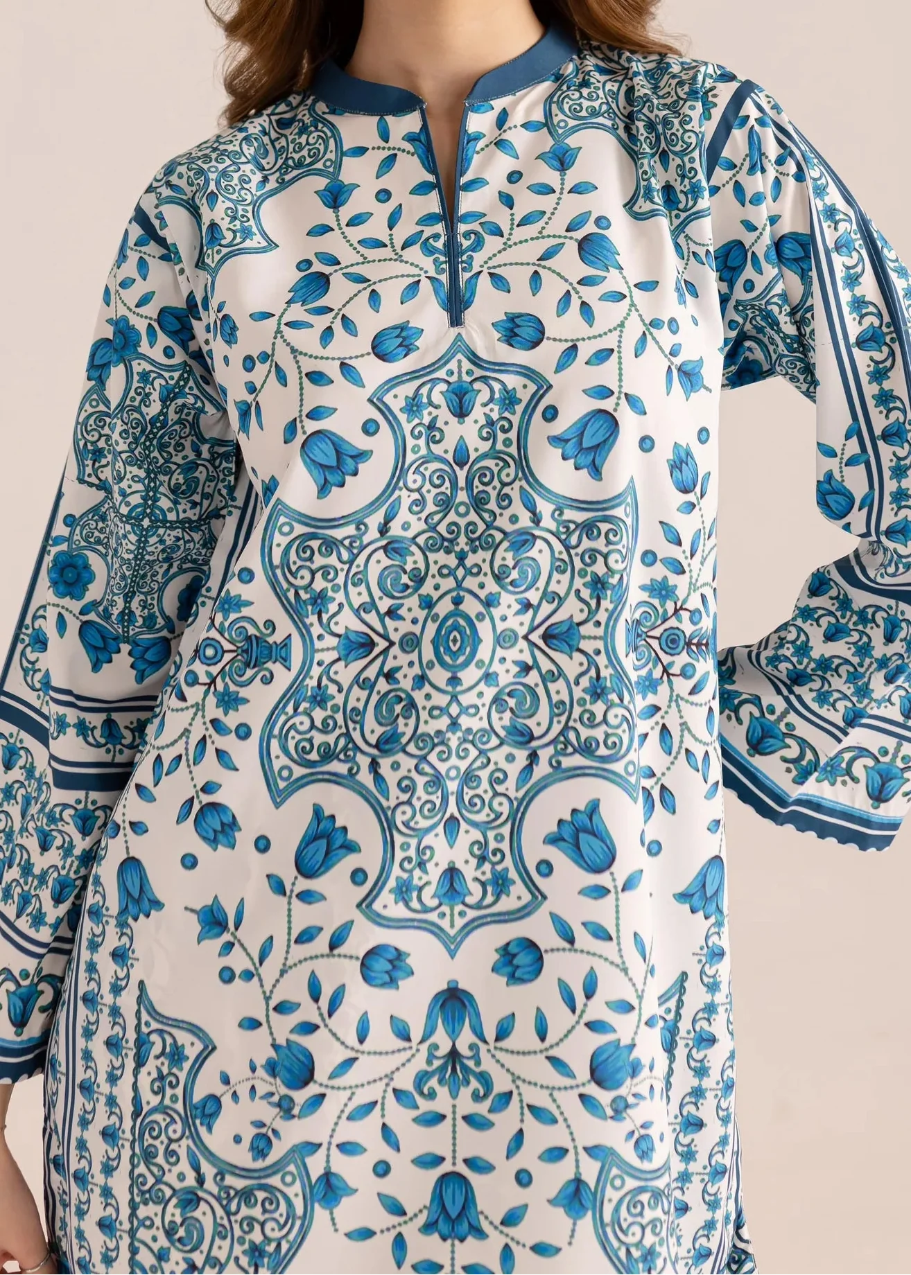 Grace W924 - Digital Printed 2pc Silk Dress.