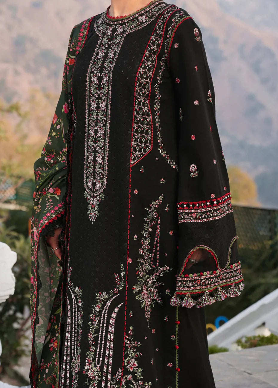 Grace W717-Embroidered CHIKANKARI 3pc Marina Dress With Printed Shawl