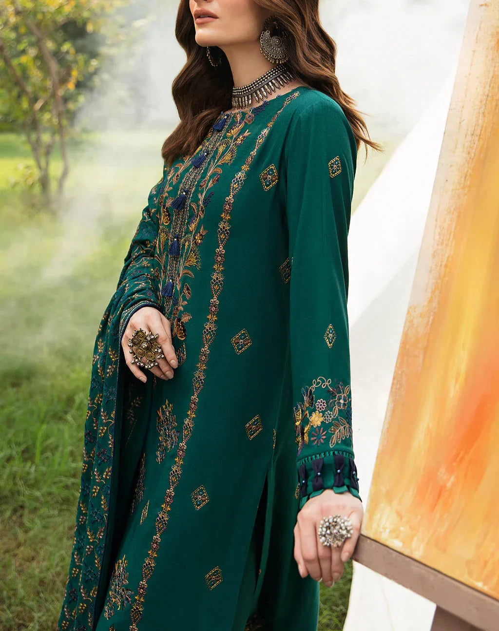 Grace W490-Embroidered 3pc marina dress with Embroidered marina shawl. Katran Grace W490-Embroidered 3pc marina dress with Embroidered marina shawl. Katran