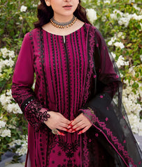 Grace S1186-Embroidered 3pc Lawn Dress With Embroidered Organza Dupatta.