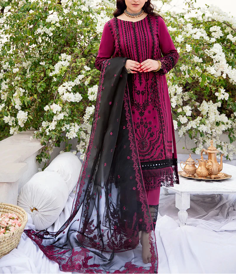 Grace S1186-Embroidered 3pc Lawn Dress With Embroidered Organza Dupatta.