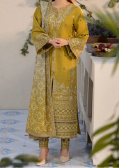 Grace W941-Embroidered 3pc Marina Dress With Printed Shawl.