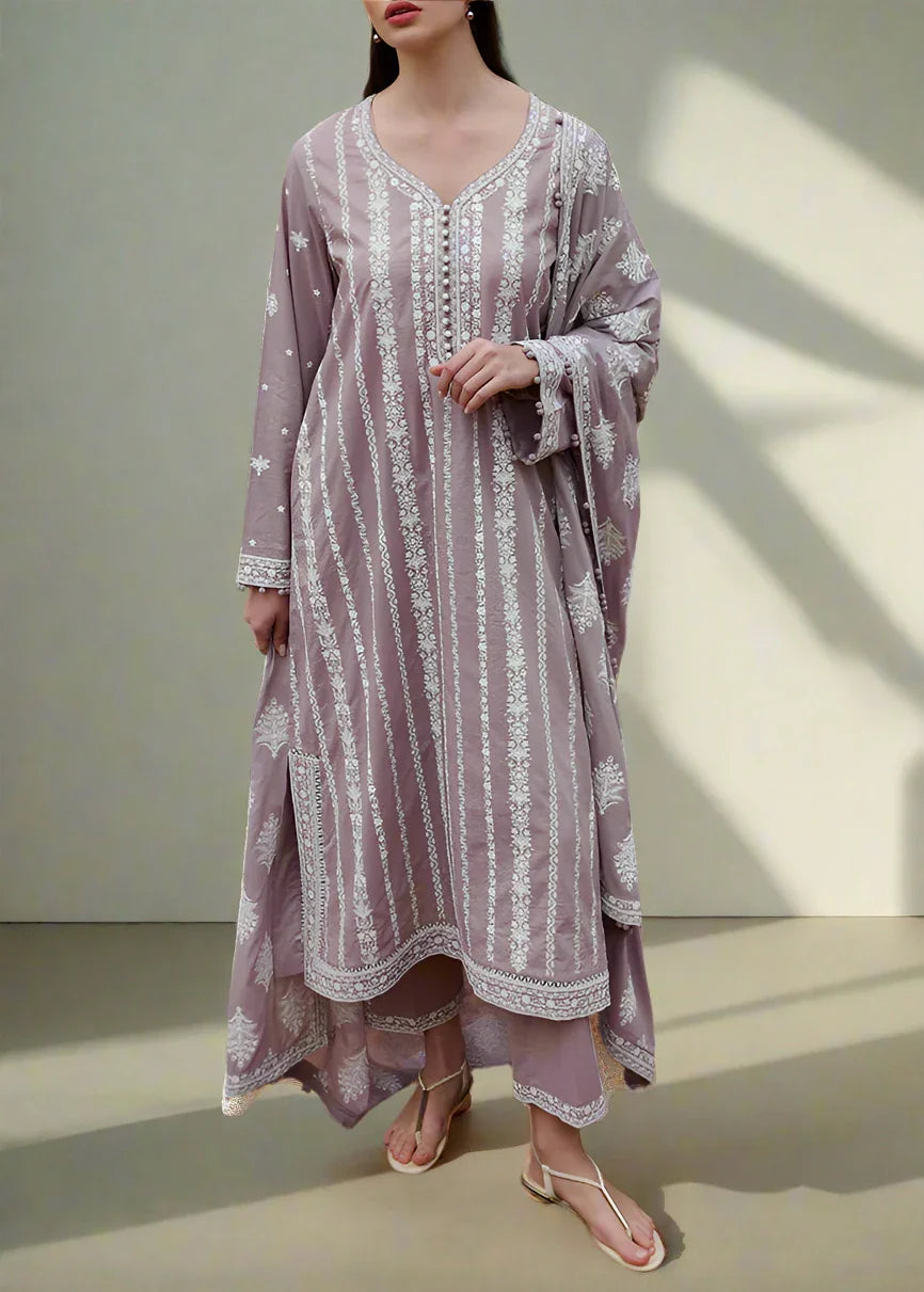 purple lilac embroidered dress
