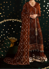 Grace S1350 - Printed & Embroidered 3pc Lawn Dress With Embroidered  Sequence Chiffon Dupatta.