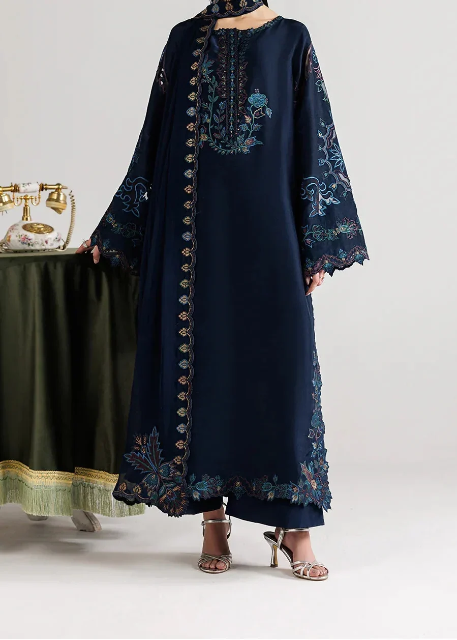 Grace Z-(W1057) - Stitched Embroidered 3pc Marina Dress With Embroidered Chiffon Dupatta.