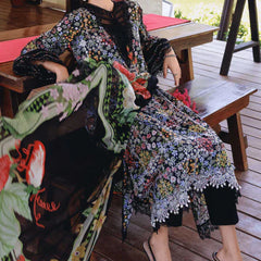 Grace S1362 - Printed & Embroidered 3pc Chickankari Lawn Dress With Embroidered Sequence Chiffon Dupatta.
