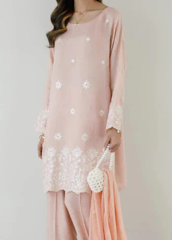 Grace Z-(S1486) - Stitched Embroidered 3pc Lawn Dress With Embroidered Chiffon Dupatta.