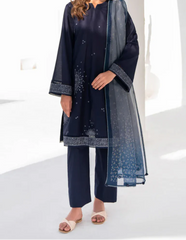 Grace Z(S1193)- Stitched Embroidered 3pc Lawn Dress With Printed Munar Dupatta.