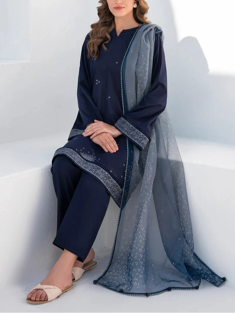 Grace S1193-Embroidered 3pc Lawn Dress With Printed Munar Dupatta.