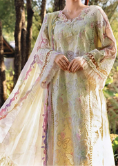 Grace Z-(S1424) - Stitched Embroidered 3pc CHIKANKARI Lawn Dress With Digital Printed Chiffon Dupatta.