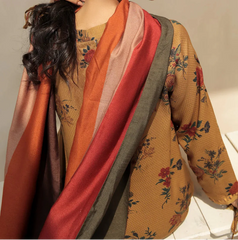 Grace W835 - Digital Printed 3pc Karandi Dress With Digital Printed Karandi Shawl.