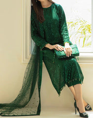 Grace S687-Embroidered Sequence 3pc Organza Dress with Embroidered organza dupatta.