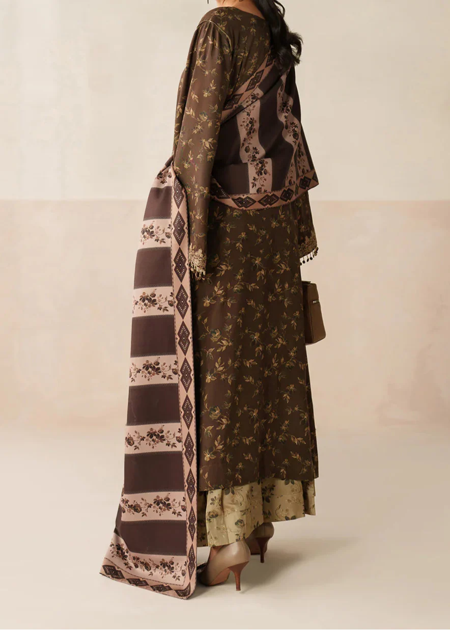 Grace W765 - Digital Printed 3pc Karandi Dress With Digital Printed Karandi Shawl.