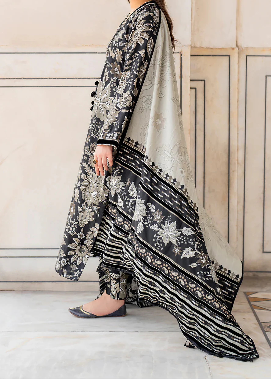 Grace W807 - Digital Printed 3pc Karandi Dress With Digital Printed Karandi Shawl.