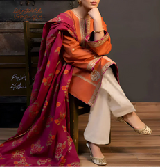Grace Z72- Stitched Embroidered 3PC Lawn Dress With Printed Munar Dupatta.