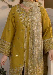 Grace W941-Embroidered 3pc Marina Dress With Printed Shawl.