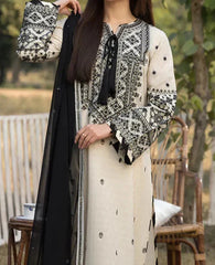 Grace Z(S1222)- Stitched Embroidered 3pc Lawn Dress With Embroidered Chiffon Dupatta.