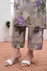 Grace W466-Printed 3pc karandi Dress With Printed karandi Shawl.