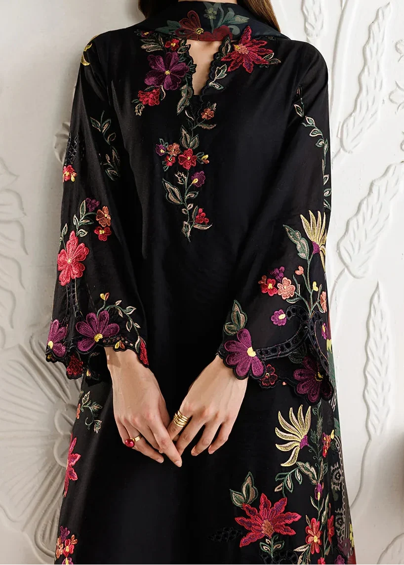 Grace Z-(W1089) - Stitched Embroidered 3pc CHIKANKARI Marina Dress With Printed Shawl.