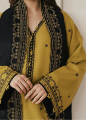 Grace W1010-Embroidered 3pc Marina Dress With Printed Shawl.