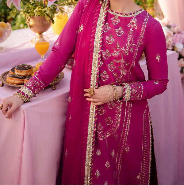 Grace W853-Embroidered Sequence 3pc Marina Dress With Embroidered Sequence Chiffon Dupatta.