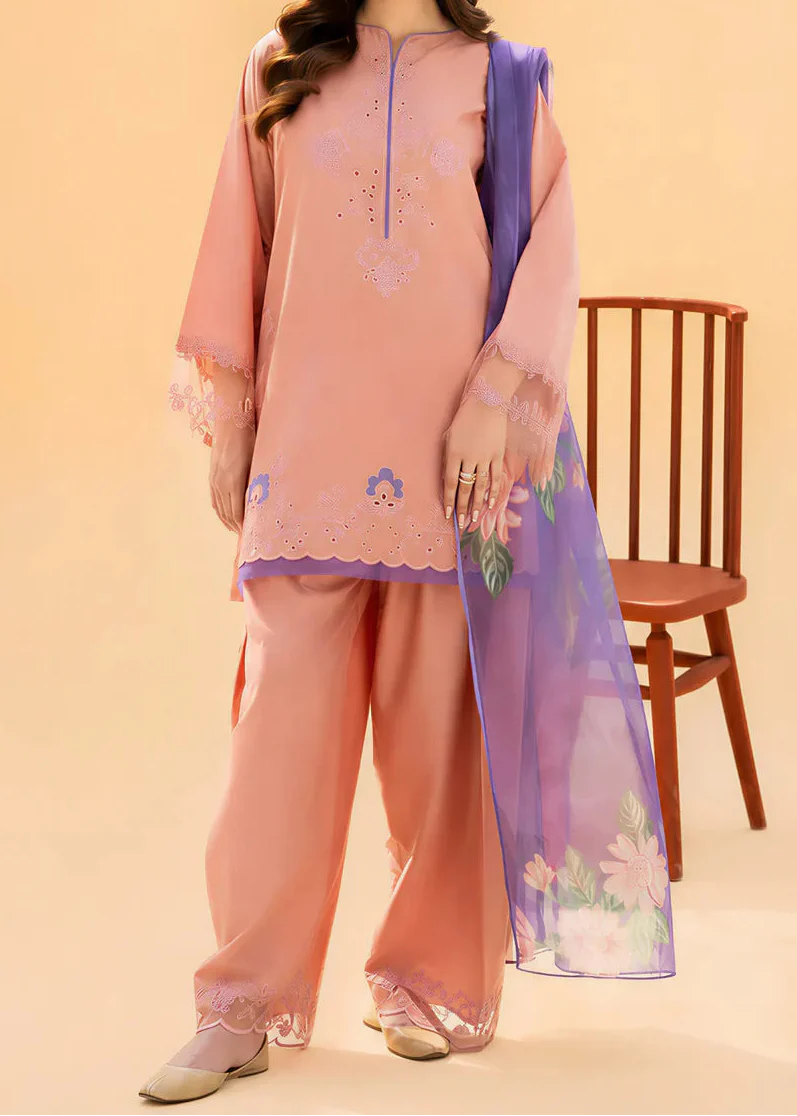 Grace S1506 - Embroidered 3pc CHIKANKARI Lawn Dress With Printed Chiffon Dupatta.