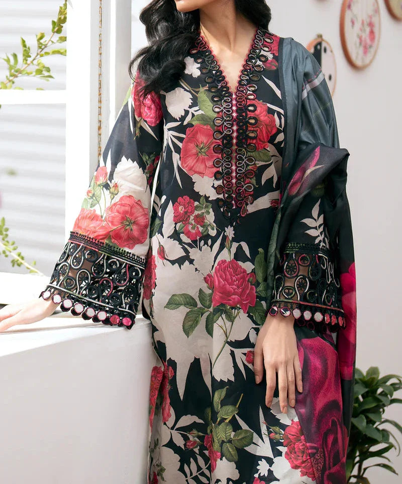 Grace W467-Printed 3pc karandi Dress With Printed karandi Shawl.