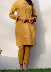 C-S 009- STITCHED 2PC DHANAK CO-ORD SET.