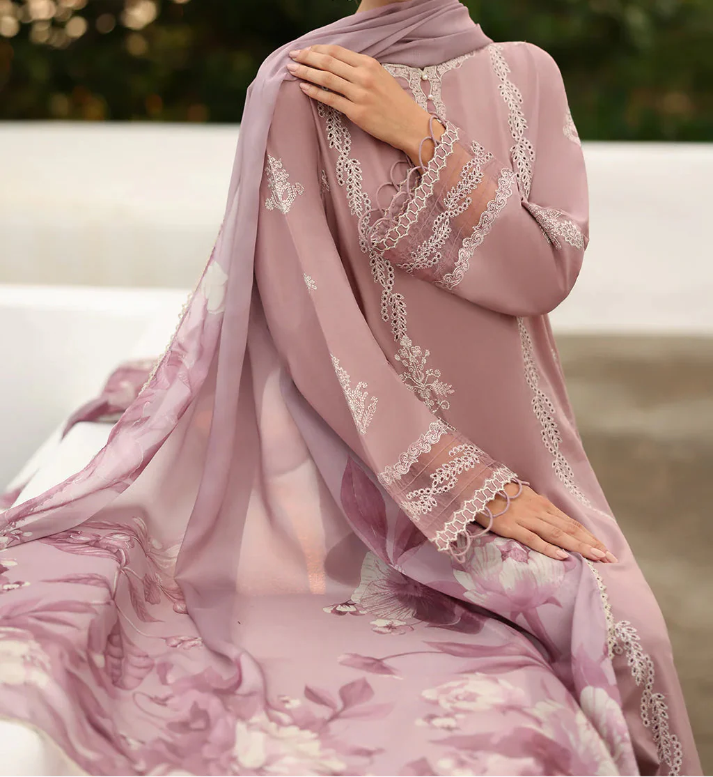 Grace S1447-Embroidered 3pc Lawn Dress With Printed Lawn Dupatta.