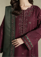 Grace W976-Embroidered 3pc Marina Dress With Printed Shawl.
