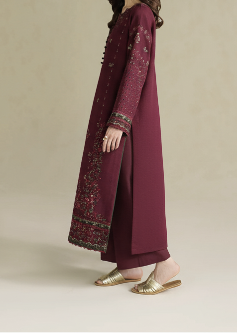 Grace W976-Embroidered 3pc Marina Dress With Printed Shawl.