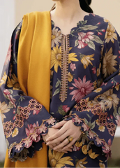 Grace W841 - Digital Printed 3pc Karandi Dress With Digital Printed Karandi Shawl.