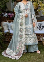 Grace S1484 - Embroidered 3pc Lawn Dress With Embroidered Khadi Net Dupatta.