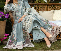 Grace S1484 - Embroidered 3pc Lawn Dress With Embroidered Khadi Net Dupatta.