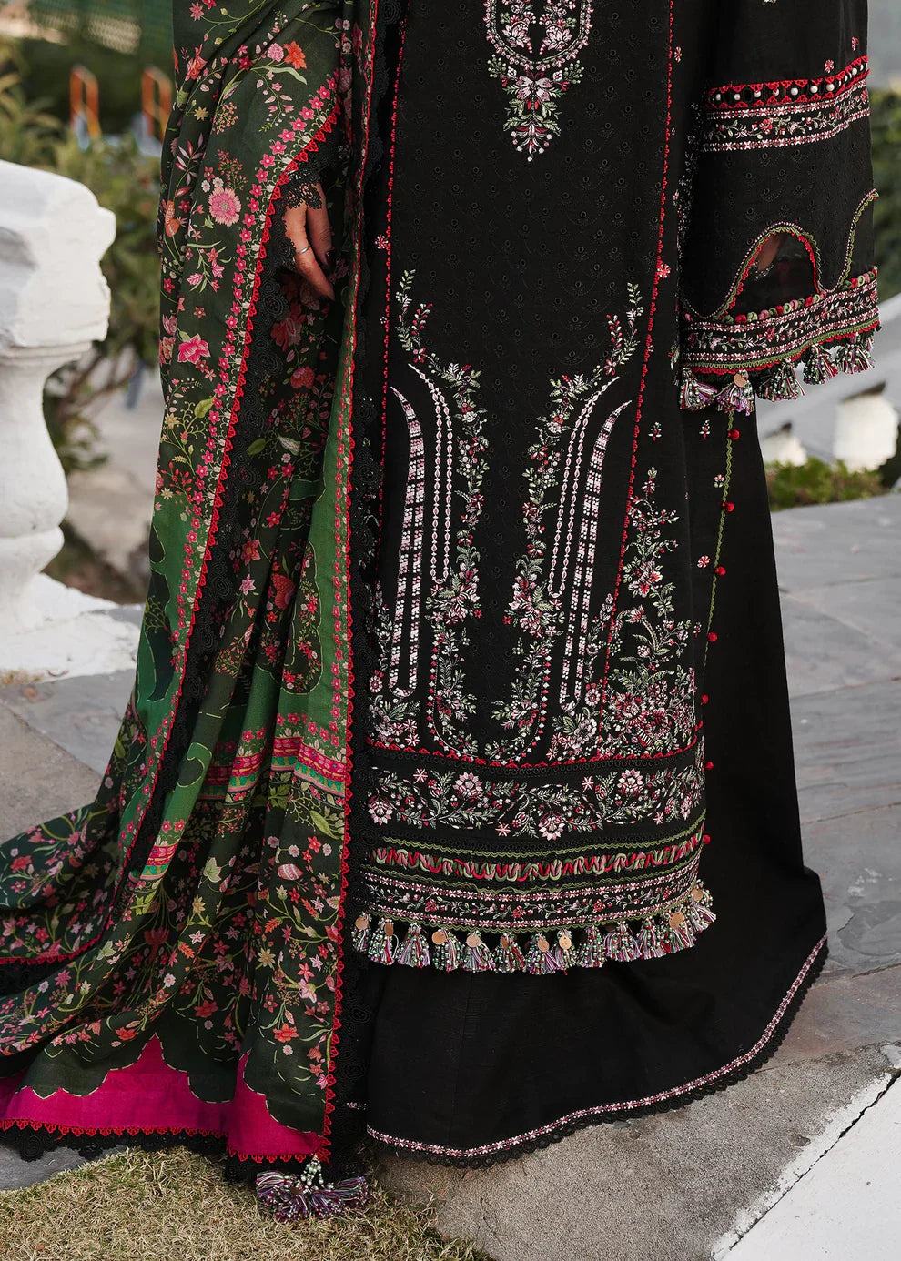 Grace Z-(W717) - Stitched Embroidered CHIKANKARI 3pc Marina Dress With Printed Shawl