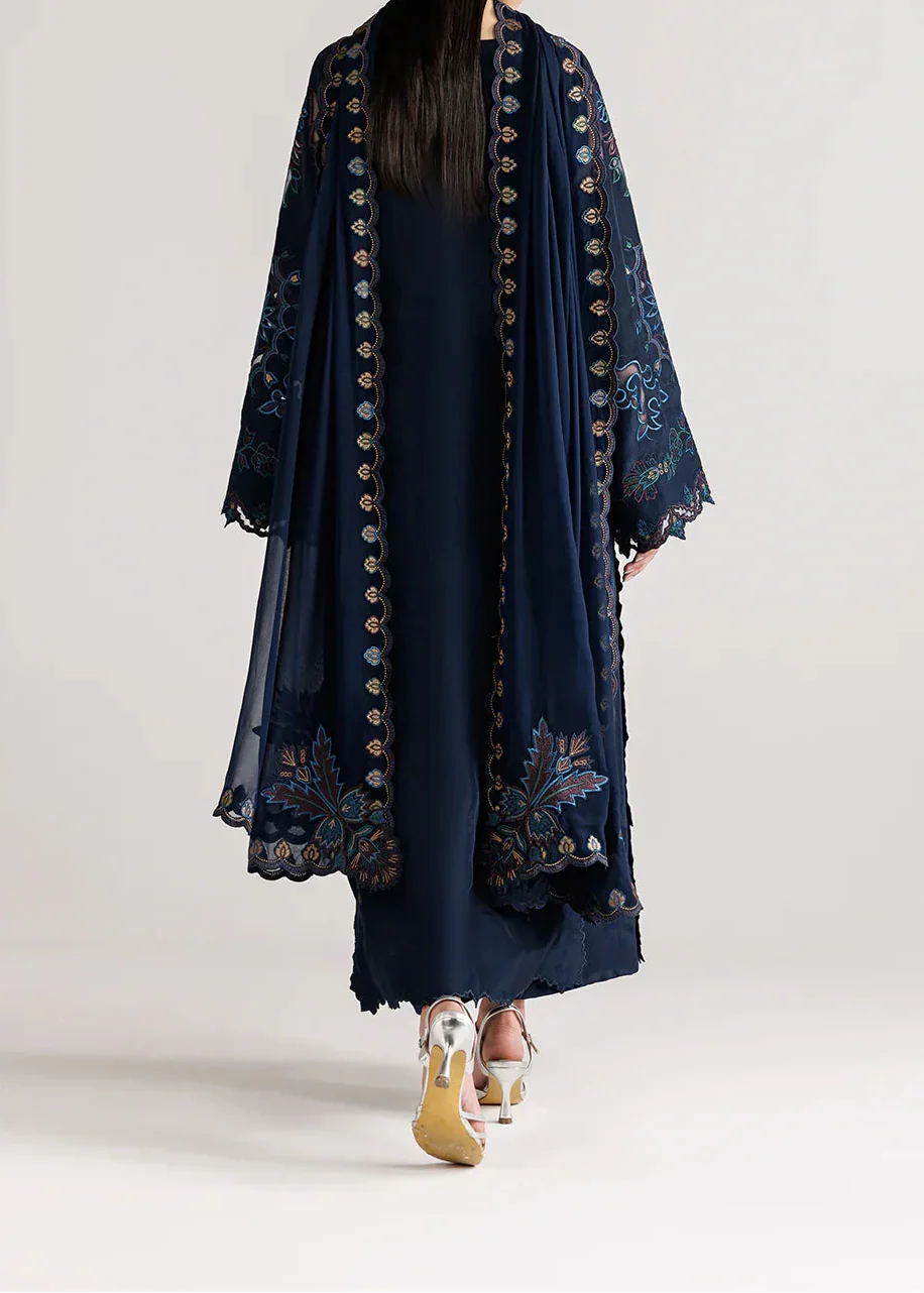 Grace W1057 - Embroidered 3pc Marina Dress With Embroidered Chiffon Dupatta.