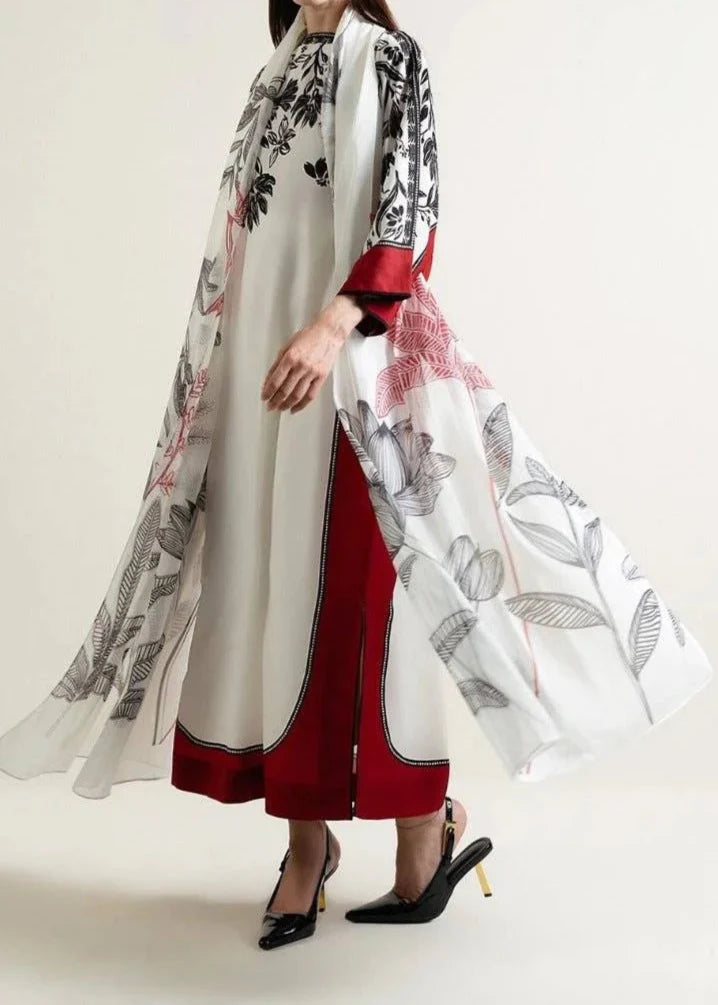 Grace W700 - Digital Printed 3pc Silk dress With Digital Printed Silk  Dupatta.