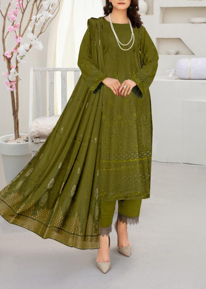 Grace S1026-Embroidered 3PC CHIKANKARI Lawn Dress With Printed Lawn Dupatta.