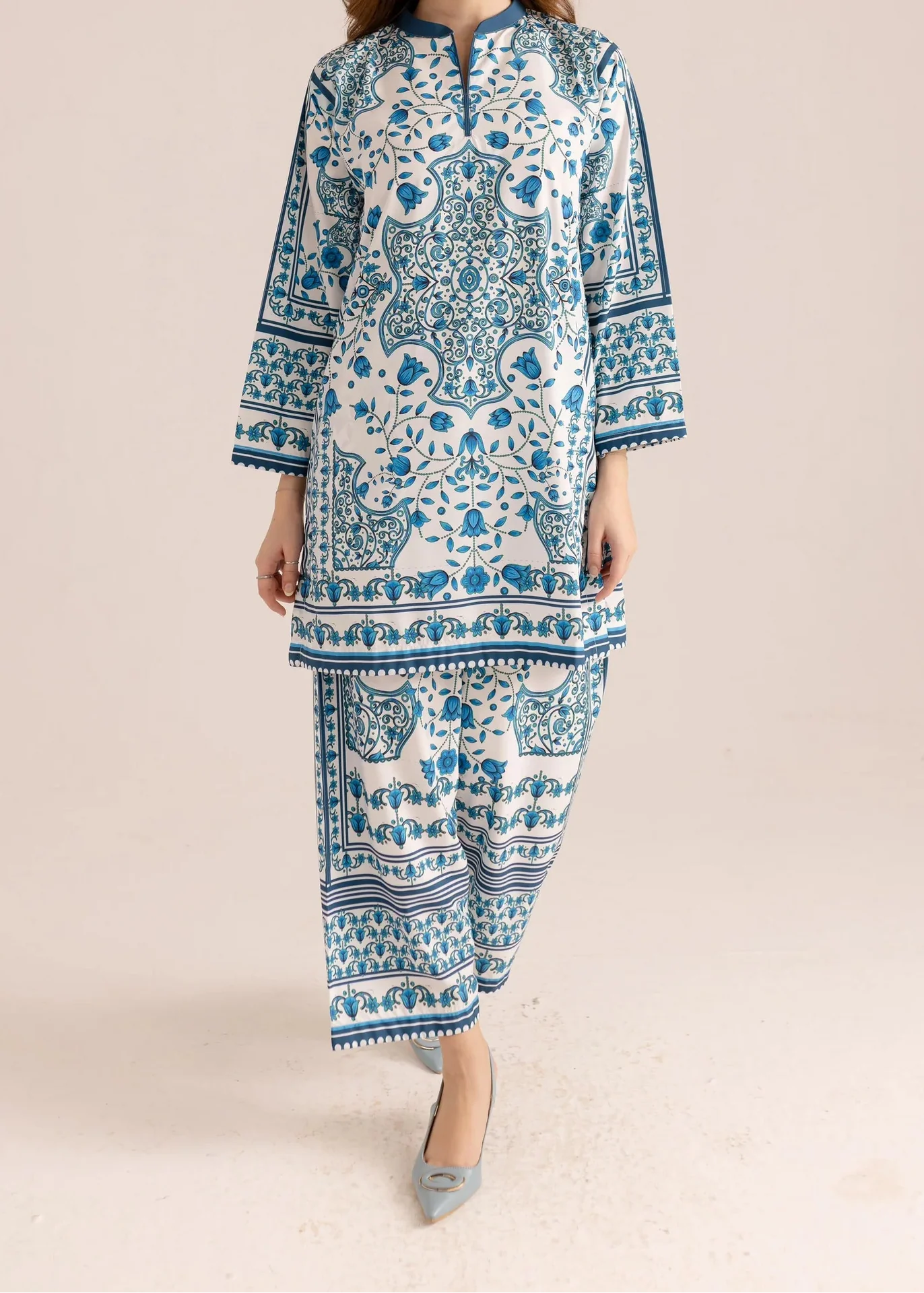 Grace W924 - Digital Printed 2pc Silk Dress.