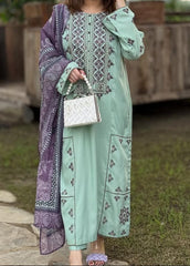 Grace S1326-Embroidered 3pc Lawn Dress With Printed Lawn Dupatta.