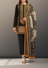 Grace W102 -Embroidered 3pc khaddar dress with printed shawl.