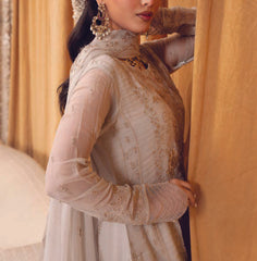 ICE GRAY– Embroidered Chiffon Unstitched 3Pc Suit.