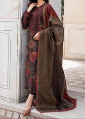 Grace Z-(W763) - Stitched Printed & Embroidered 3pc Karandi Dress With Printed Karandi Shawl.