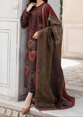 Grace W763 - Printed & Embroidered 3pc Karandi Dress With Printed Karandi Shawl.