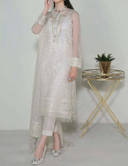 Grace S806-Embroidered 3pc organza dress with Embroidered organza duppata.