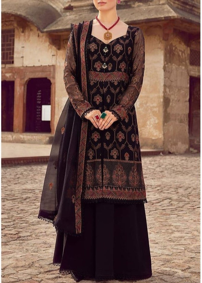 Grace W653-Embroidered 3pc Linen Dress with Embroidered Chiffon Dupatta.